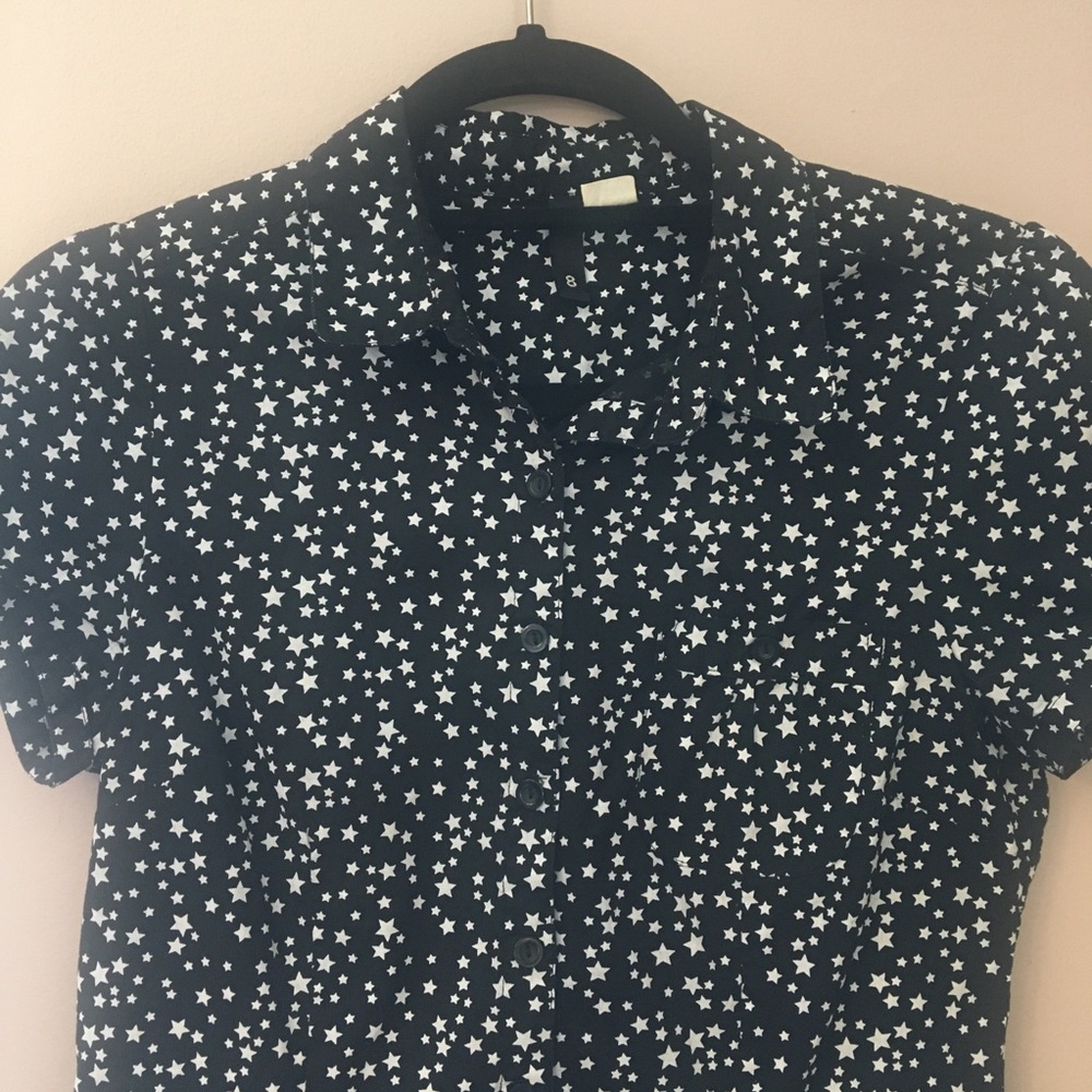 H&M Black & White Star Button Down Shirt